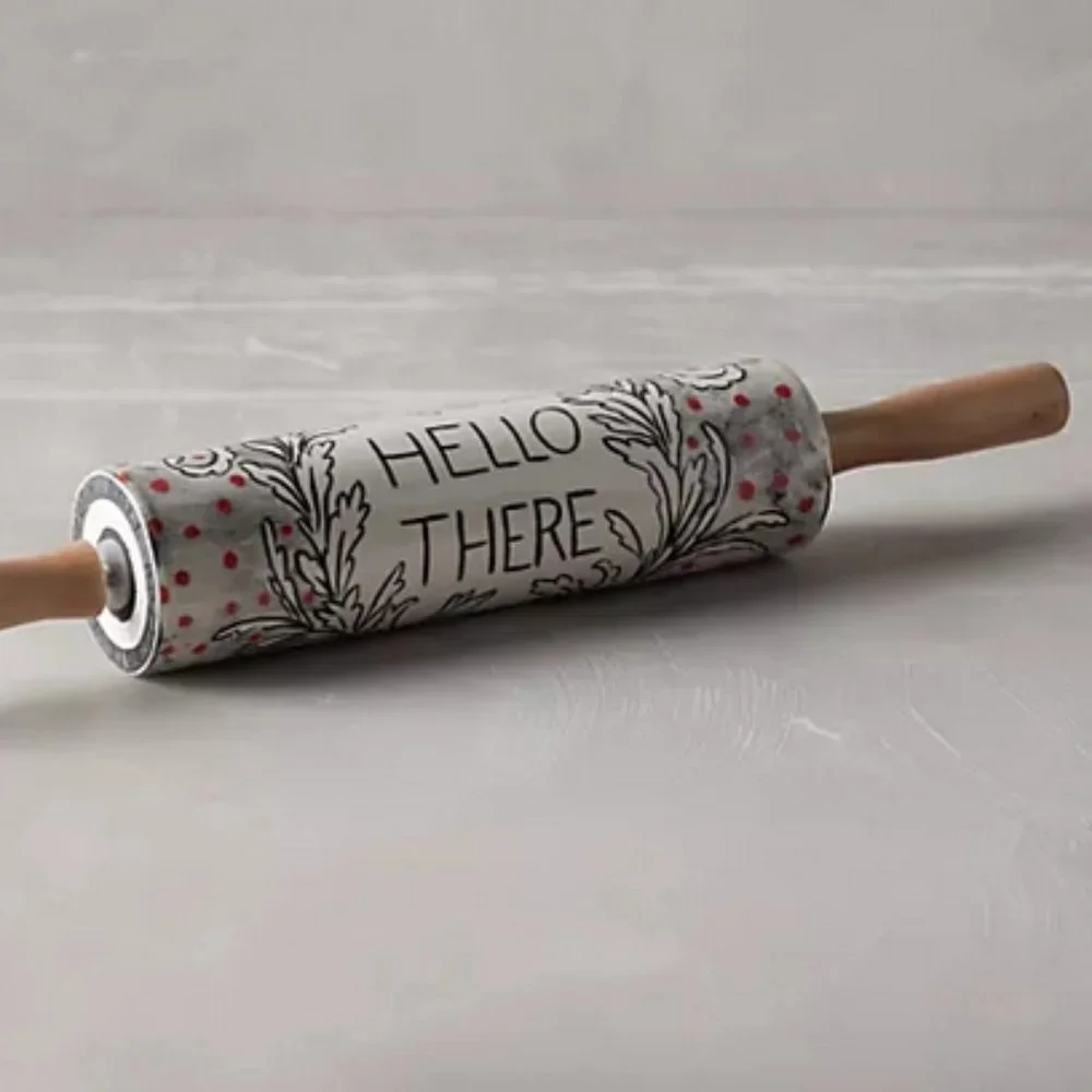 Anthropologie Rolling Pin Bone China Milly Hatch Crowned Leaf NEW